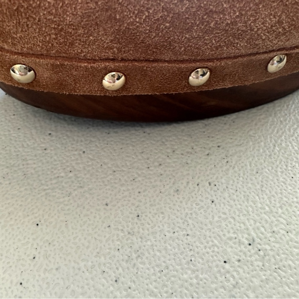 Vince Camuto Crashell  Wooden heel Buckle Clog Brown Suede Women's Clogs - Picture 5 of 9